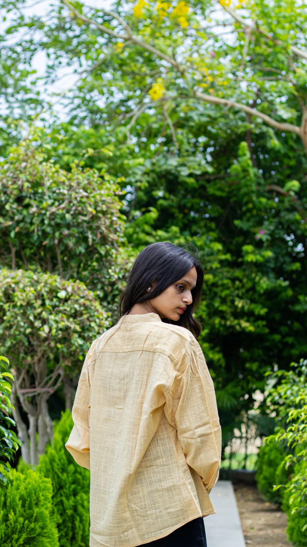 Beige shirt - hand embroidery detail