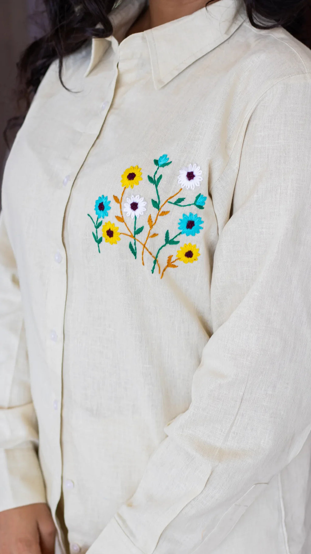 Pure linen fabric texture close up - ivory