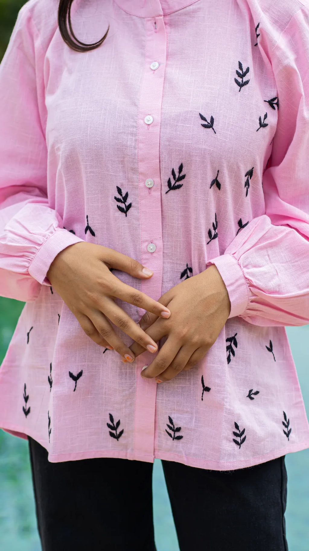 Light pink shirt - hand embroidery detail