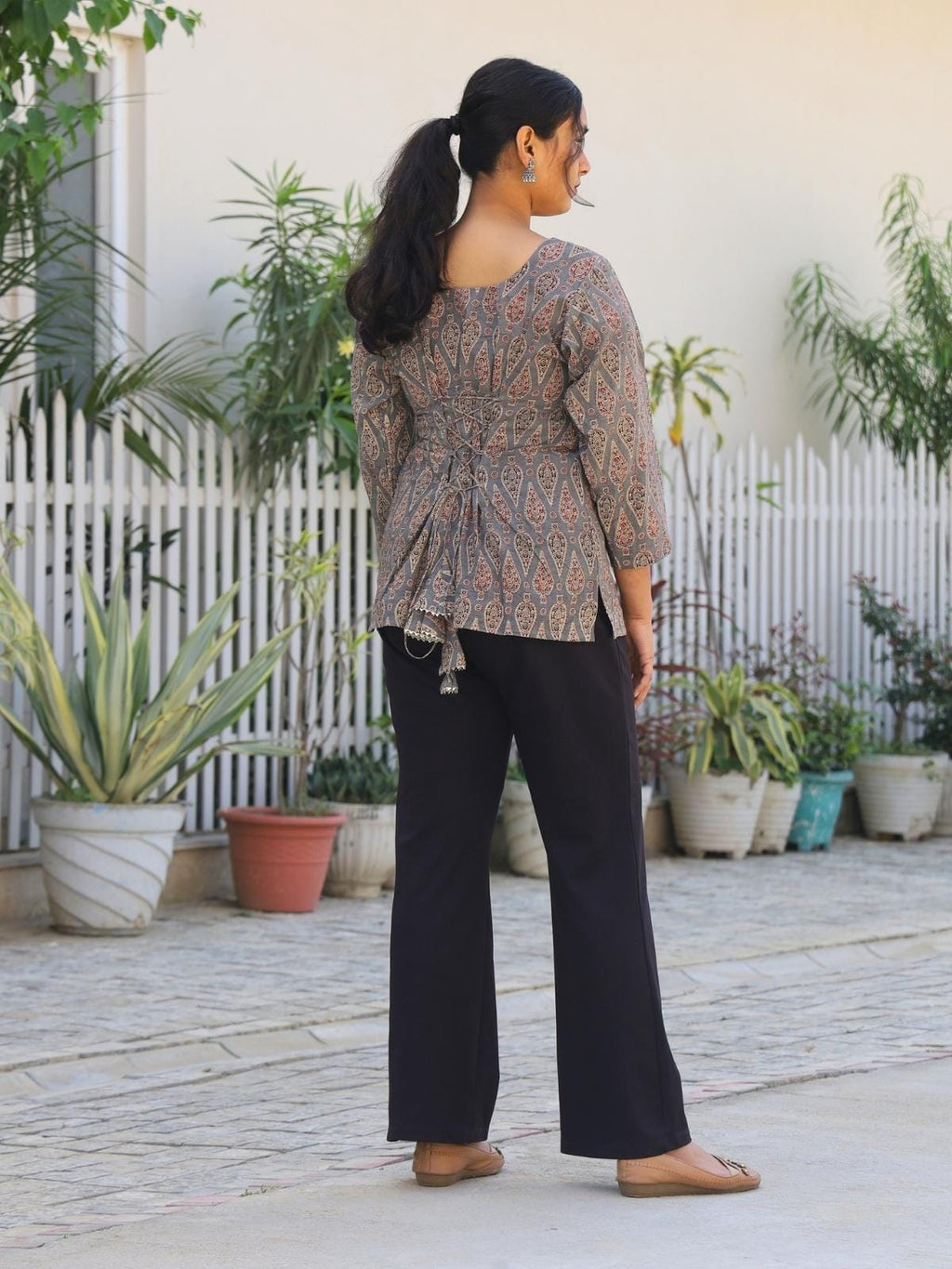 Printed cotton kurti for daily wear - back view