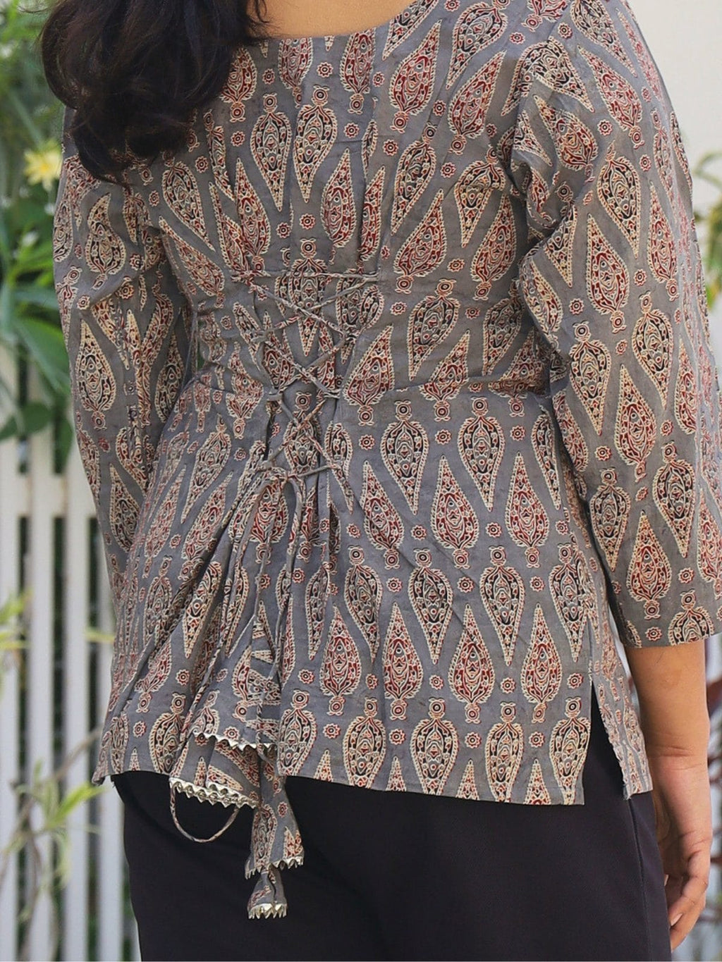 Printed cotton kurti - fabric print close up