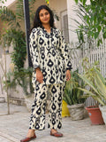 Ikkat printed cotton co-ord set for women - front view