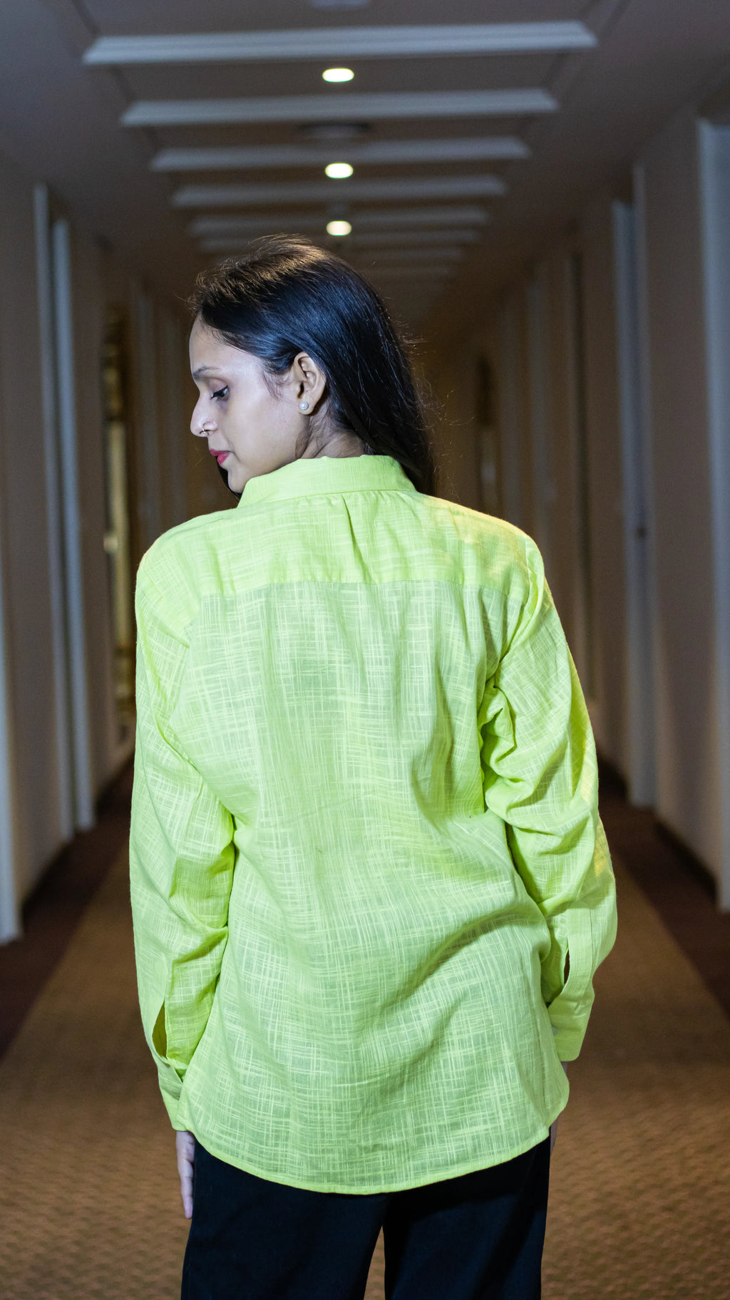 Lemon Green Hand Embroidered Shirt