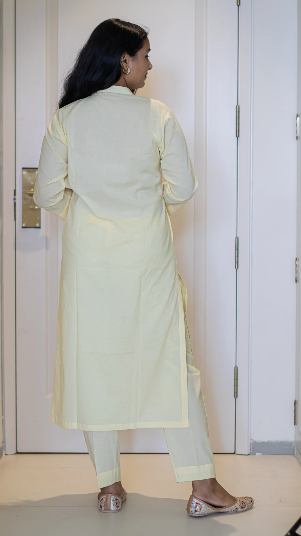 Lemon Yellow Embroidered Kurta Set