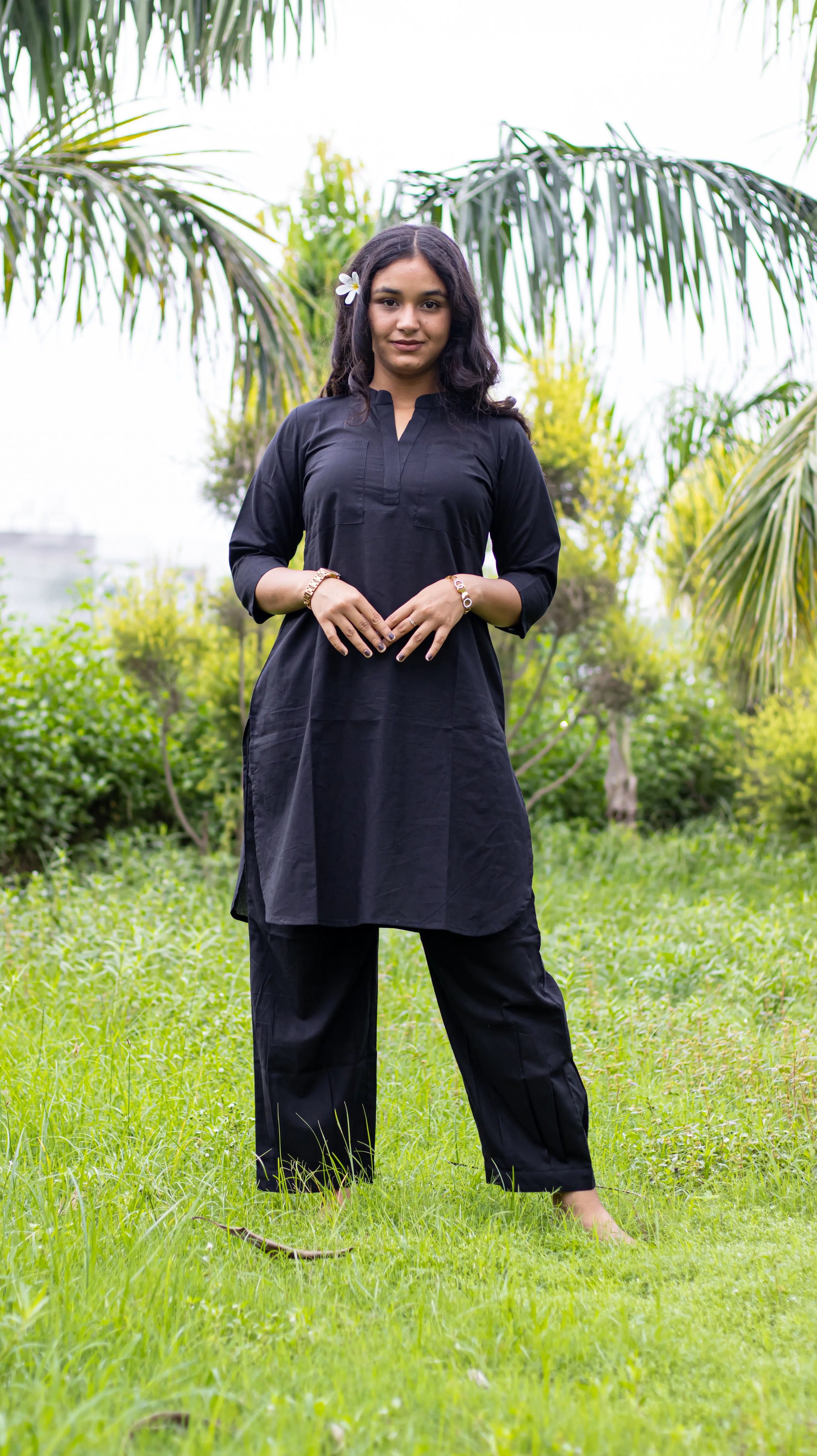 Black Hand Embroidered Kurta Set