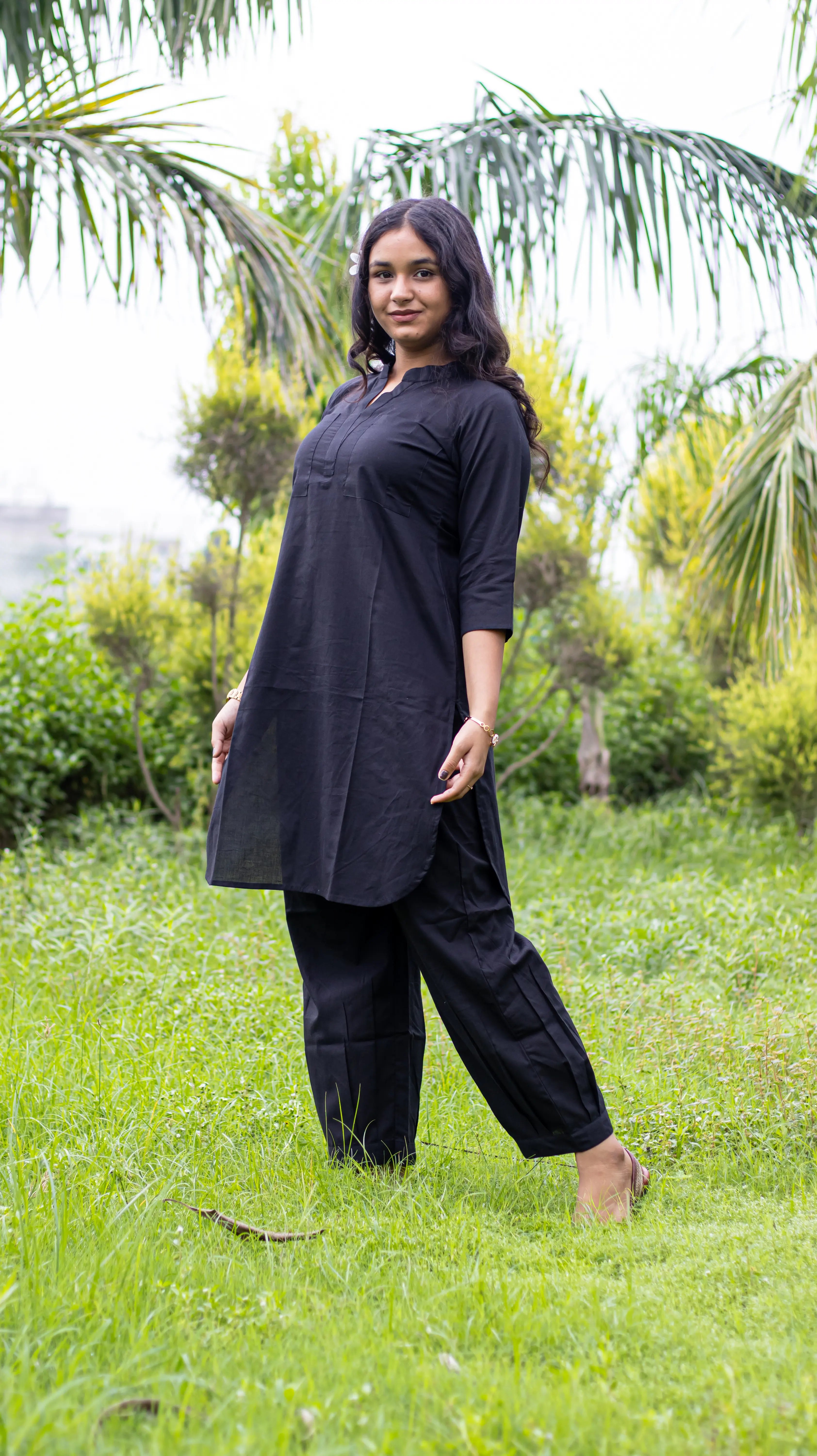 Black Hand Embroidered Kurta Set