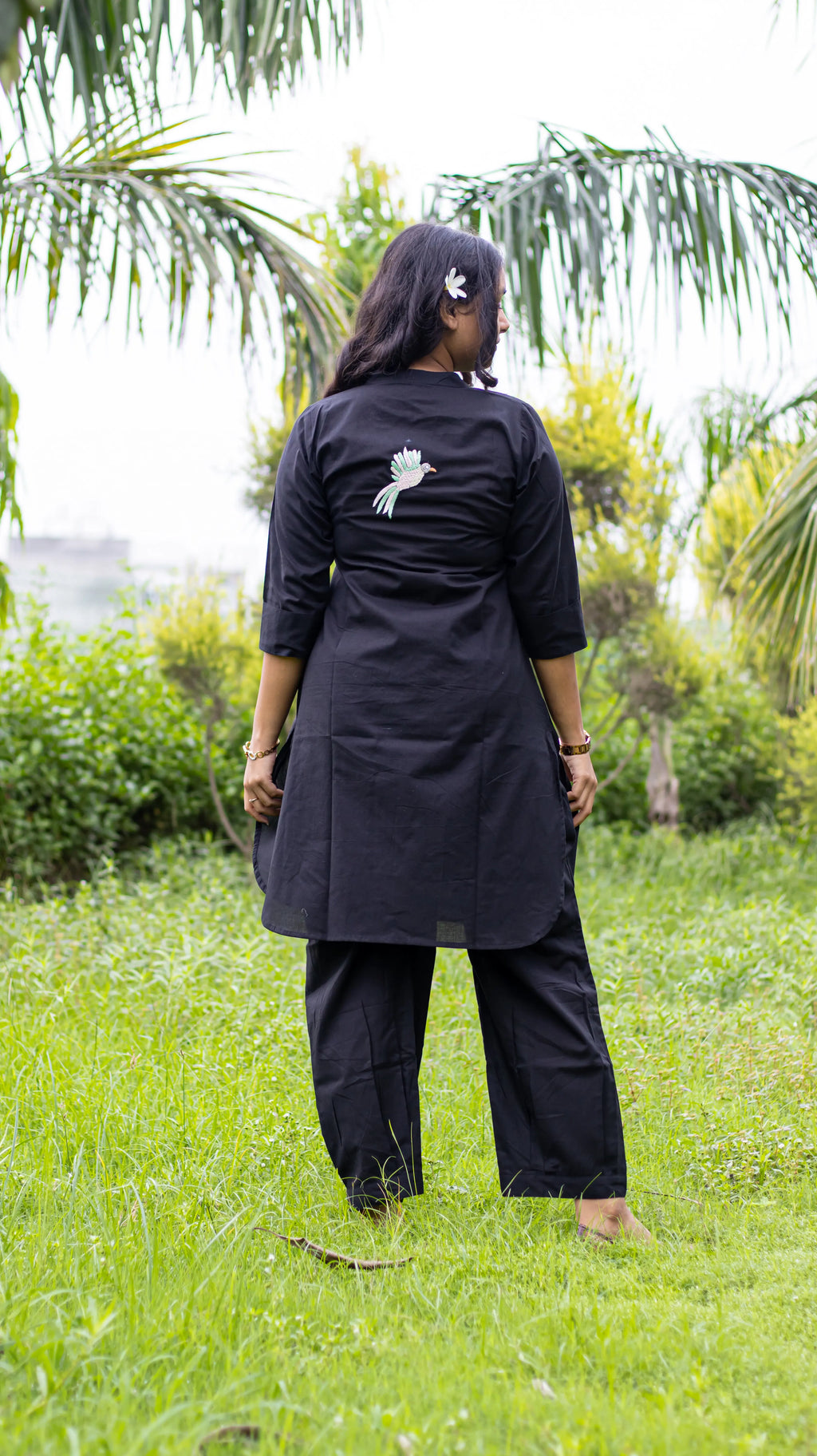 Black Hand Embroidered Kurta Set