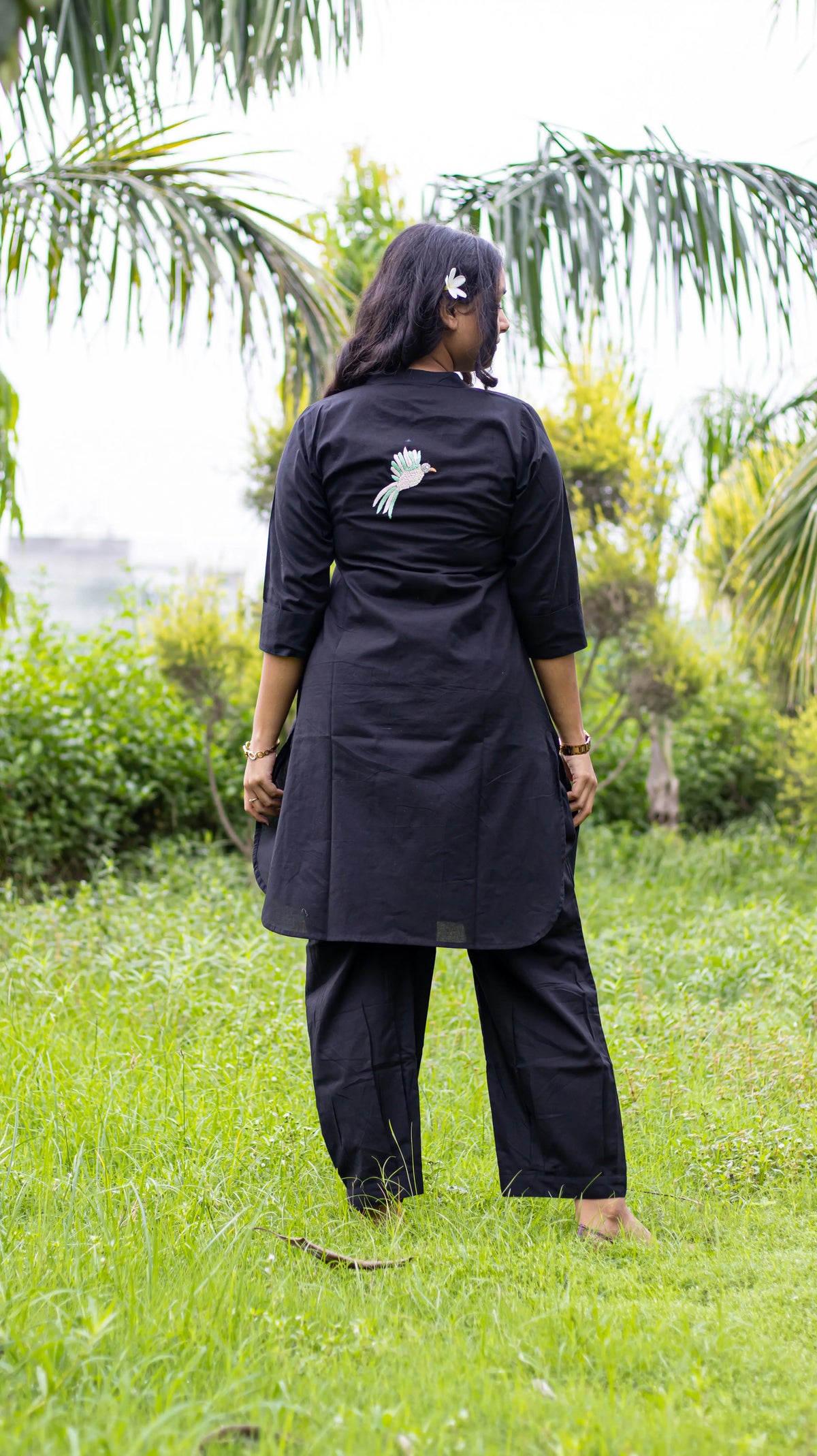 Black Hand Embroidered Kurta Set