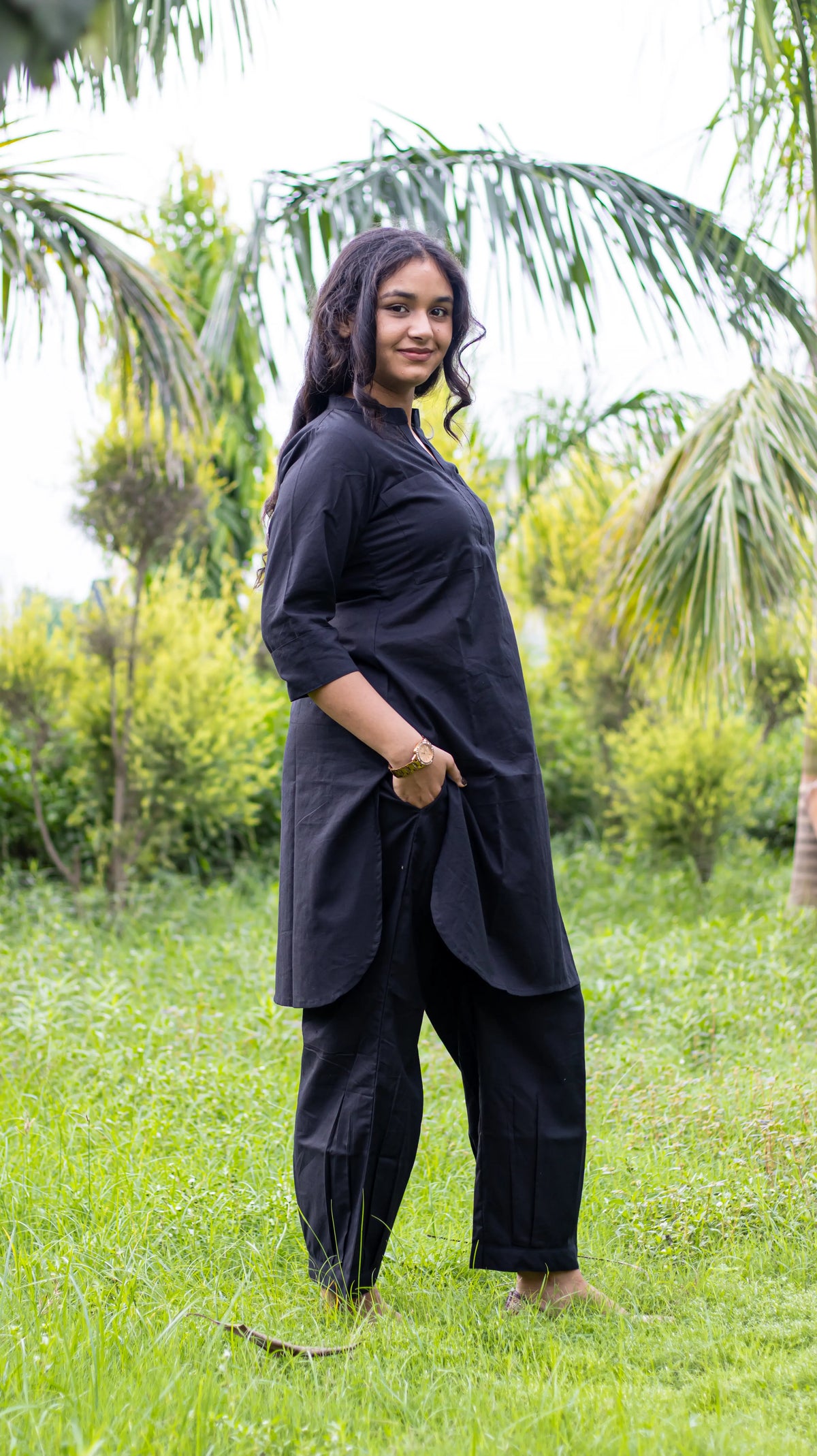 Black Hand Embroidered Kurta Set