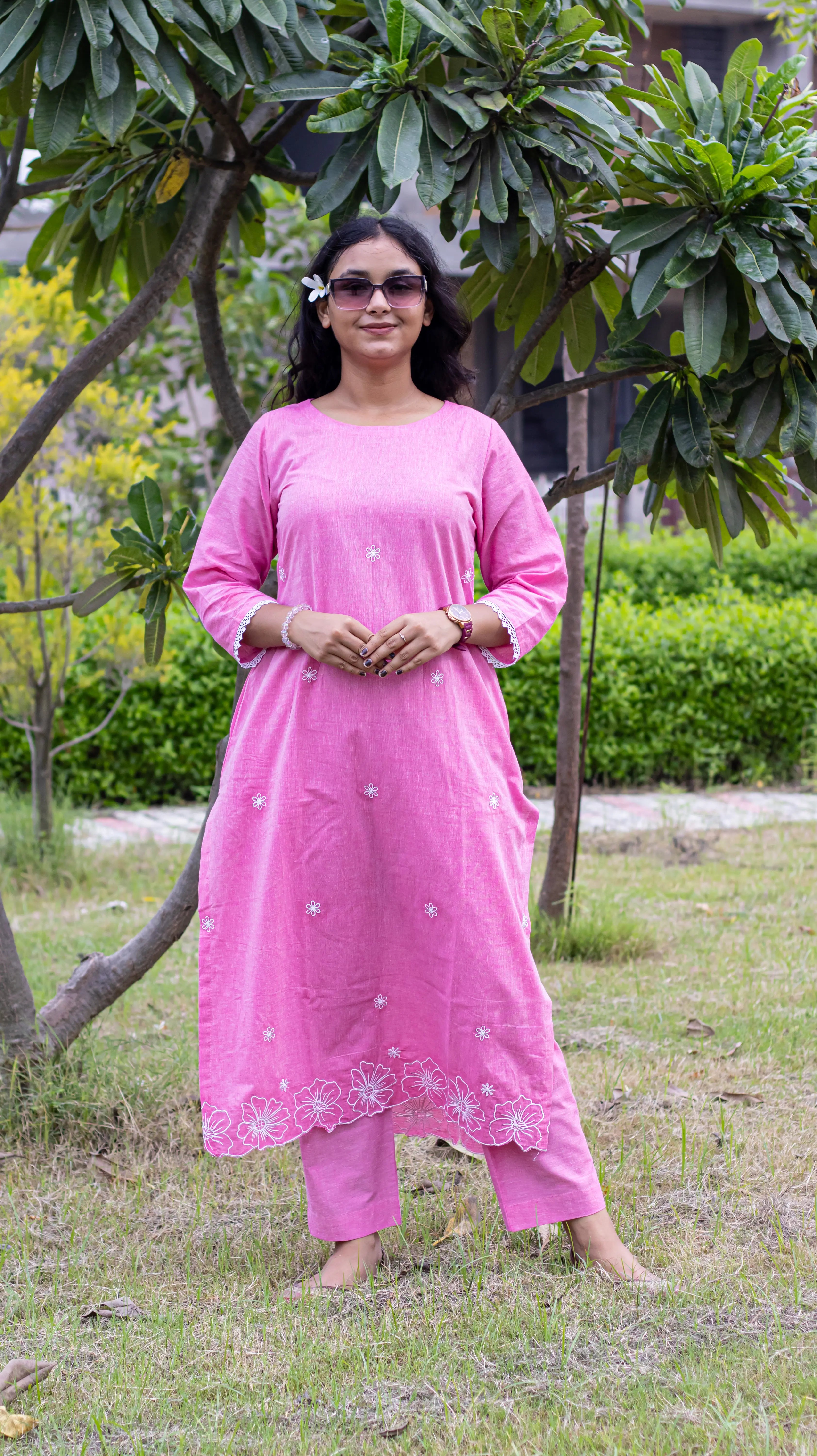 Pink Embroidered Kurta Set