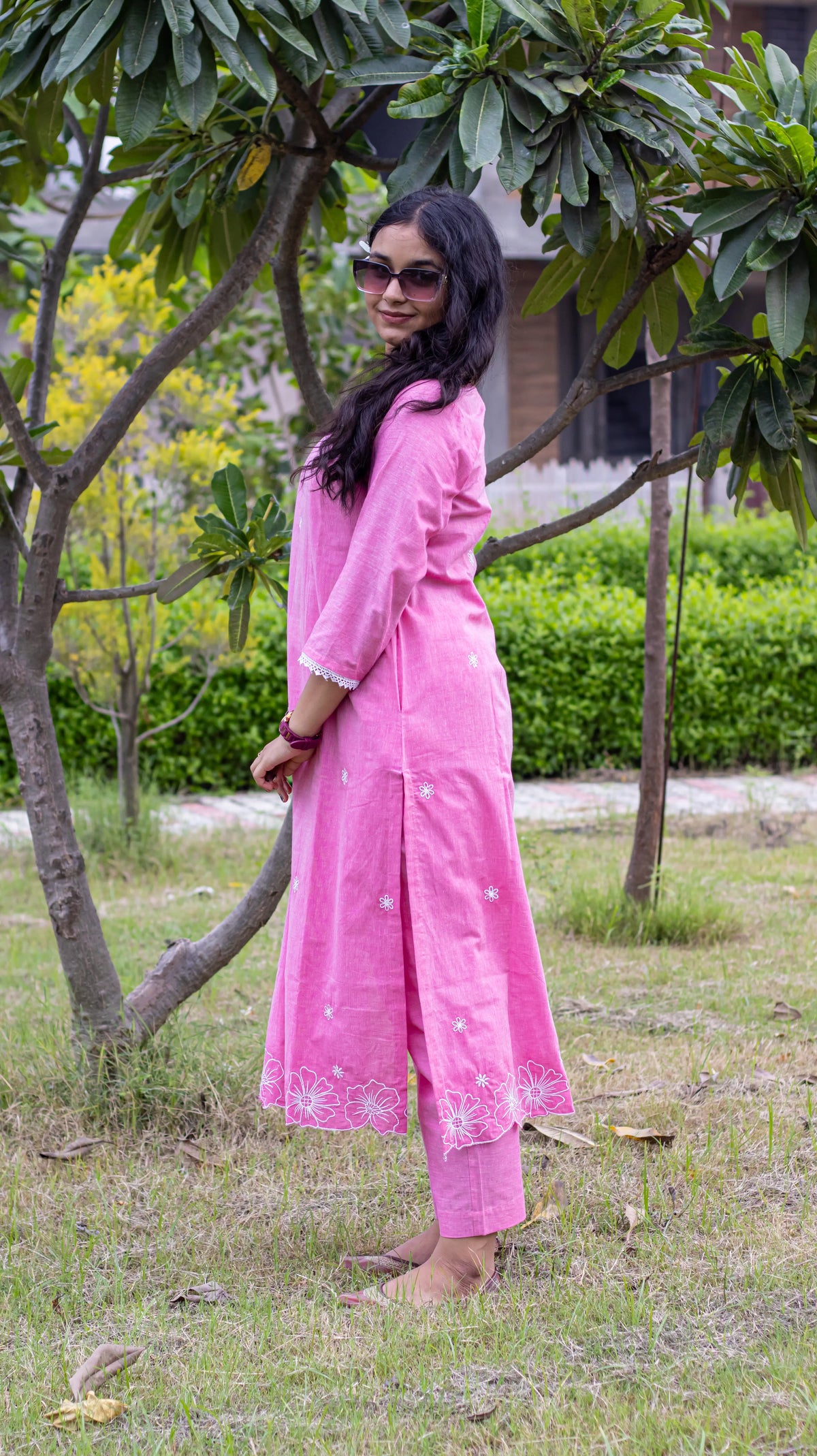Pink Embroidered Kurta Set