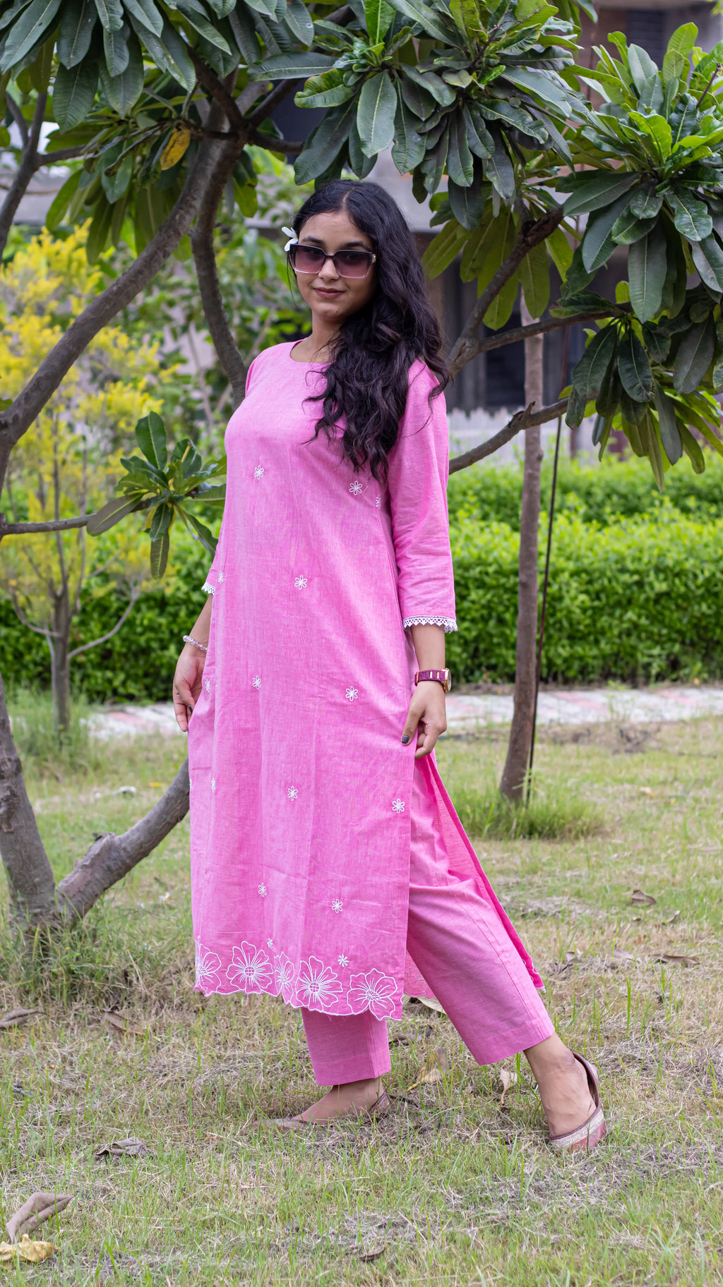 Pink Embroidered Kurta Set
