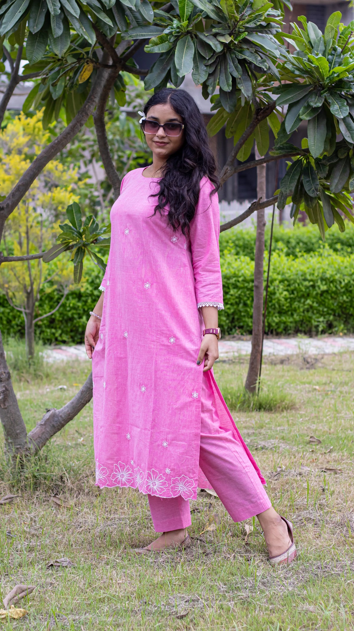 Pink Embroidered Kurta Set