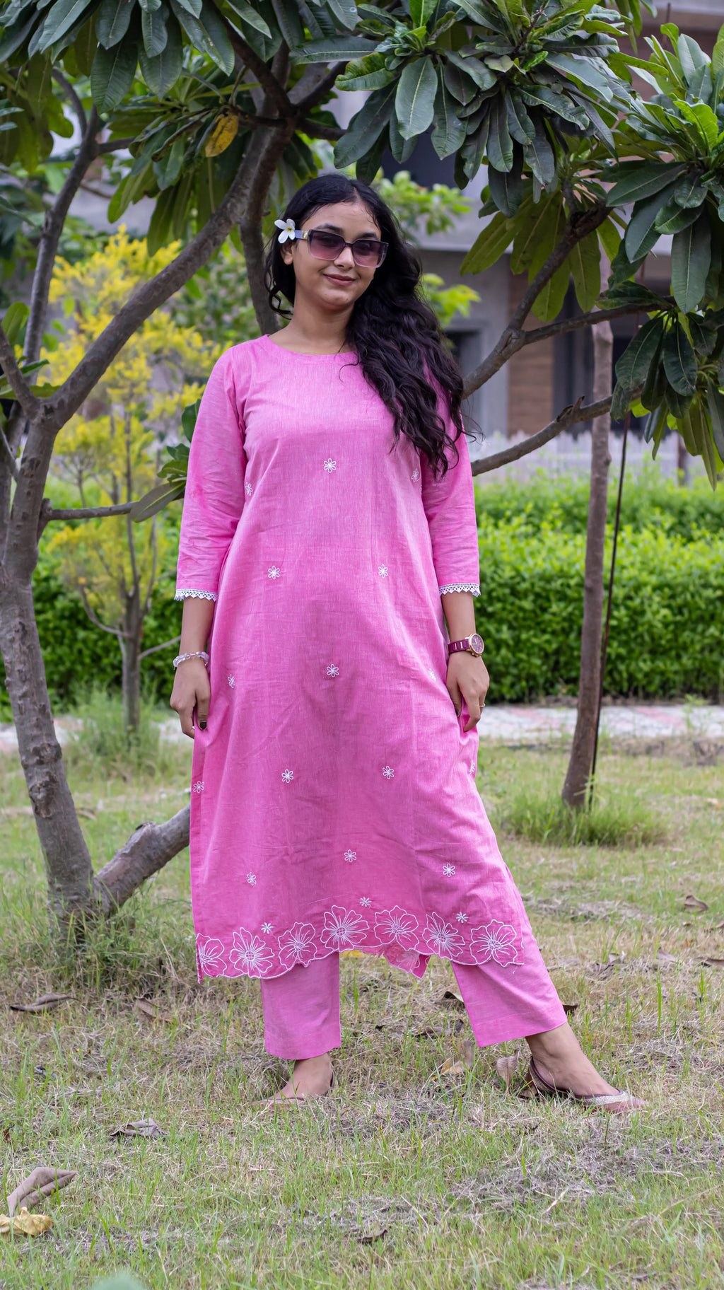 Pink Embroidered Kurta Set