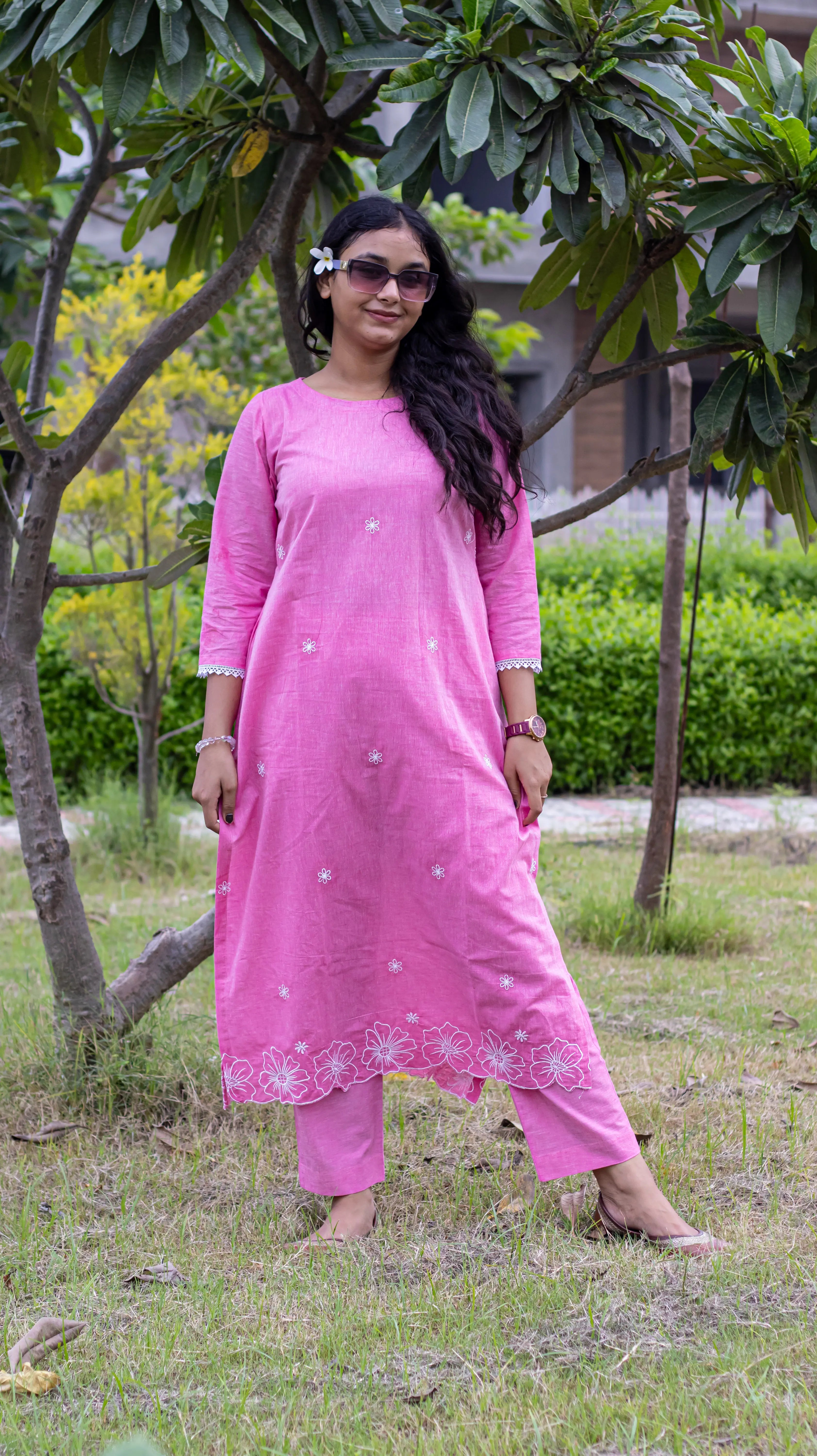 Pink Embroidered Kurta Set