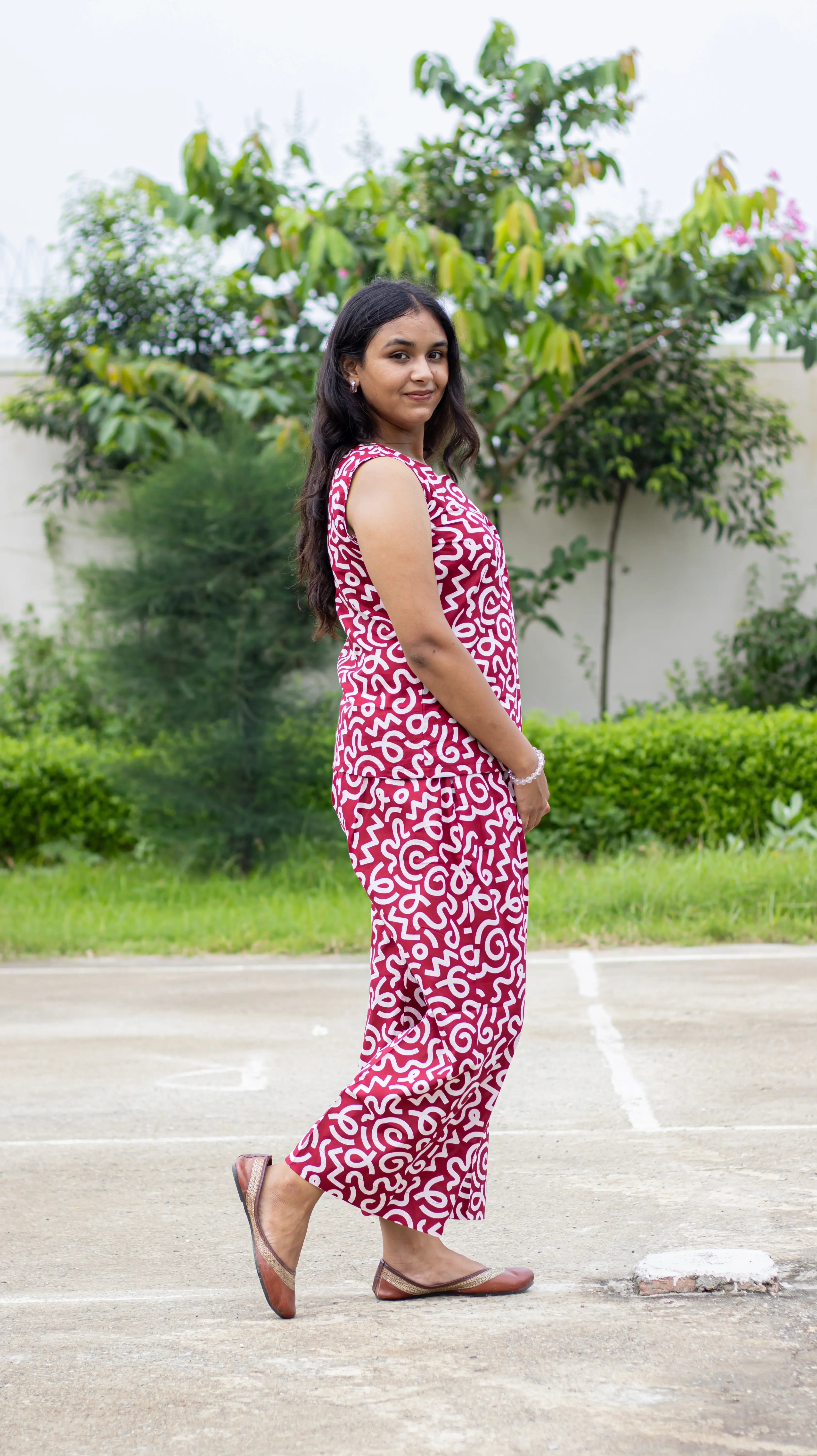 Maroon Printed Co-ord Set