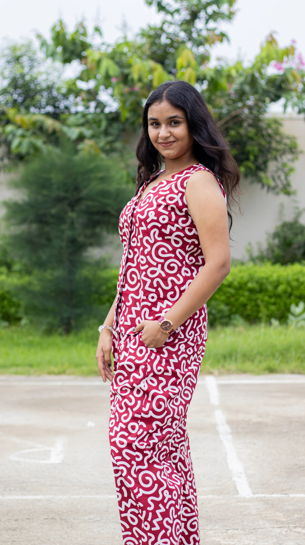Maroon Printed Co-ord Set