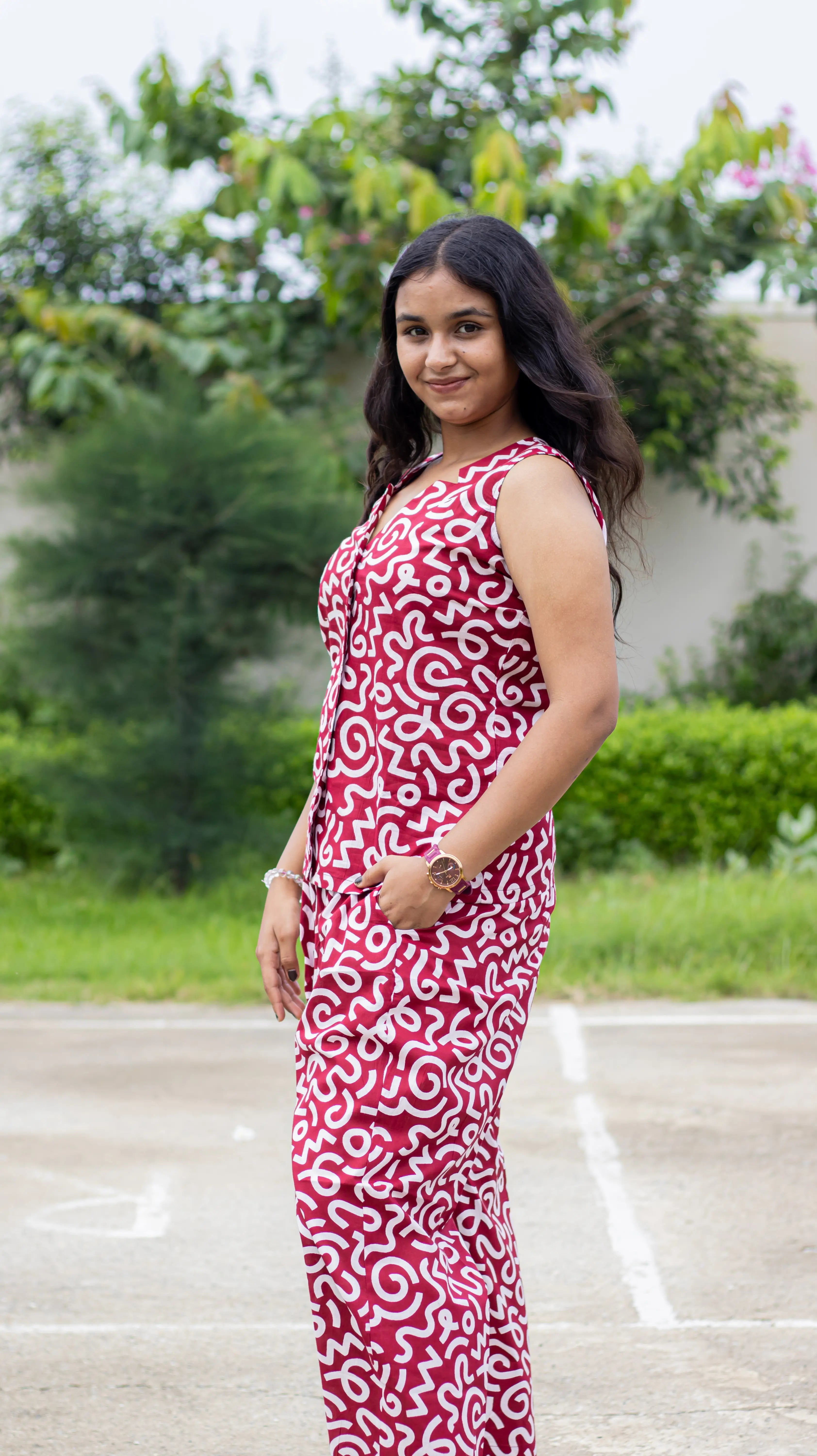 Maroon Printed Co-ord Set