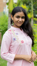 Powder Pink Hand Embroidered Kurta Set