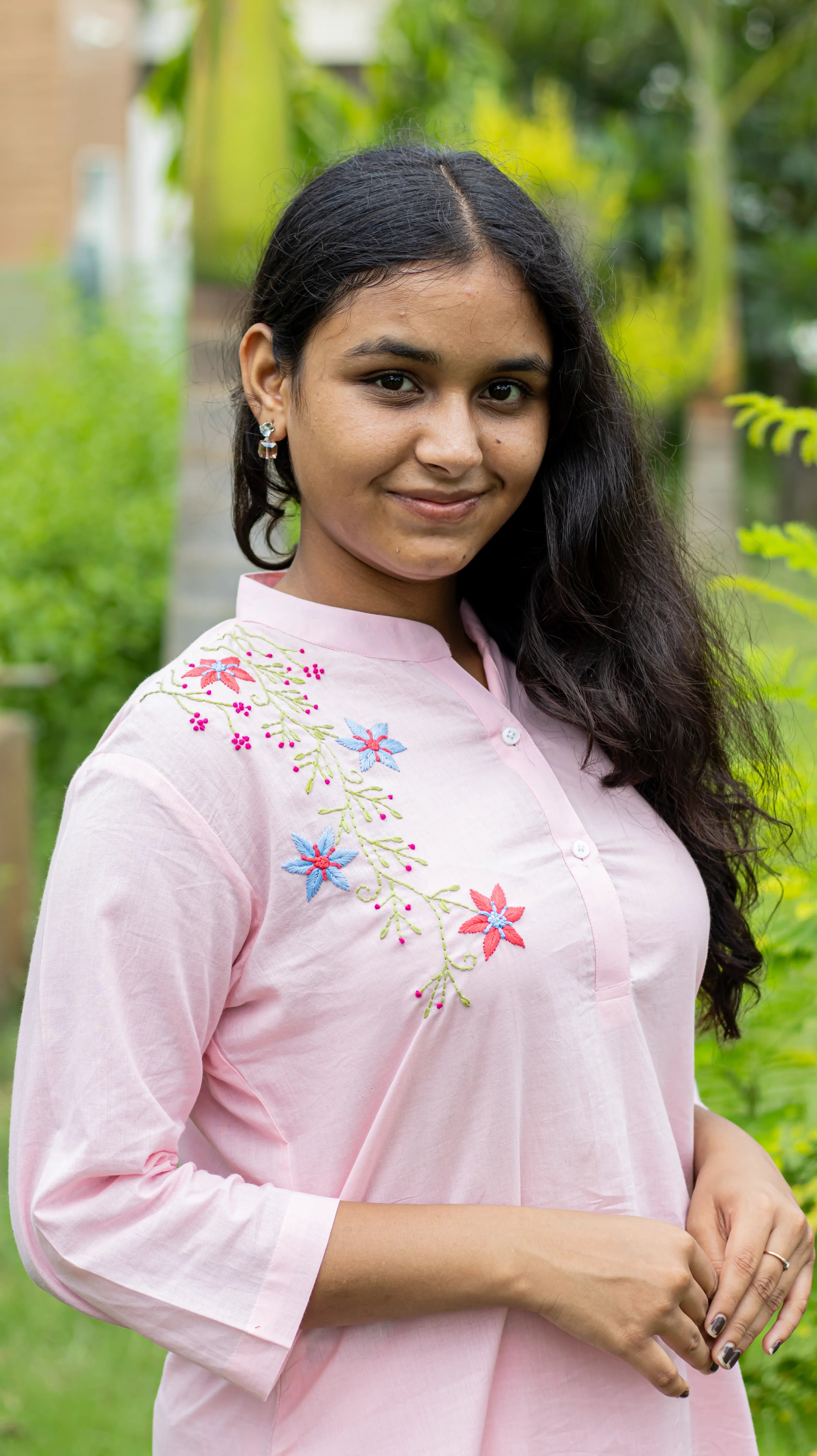 Powder Pink Hand Embroidered Kurta Set