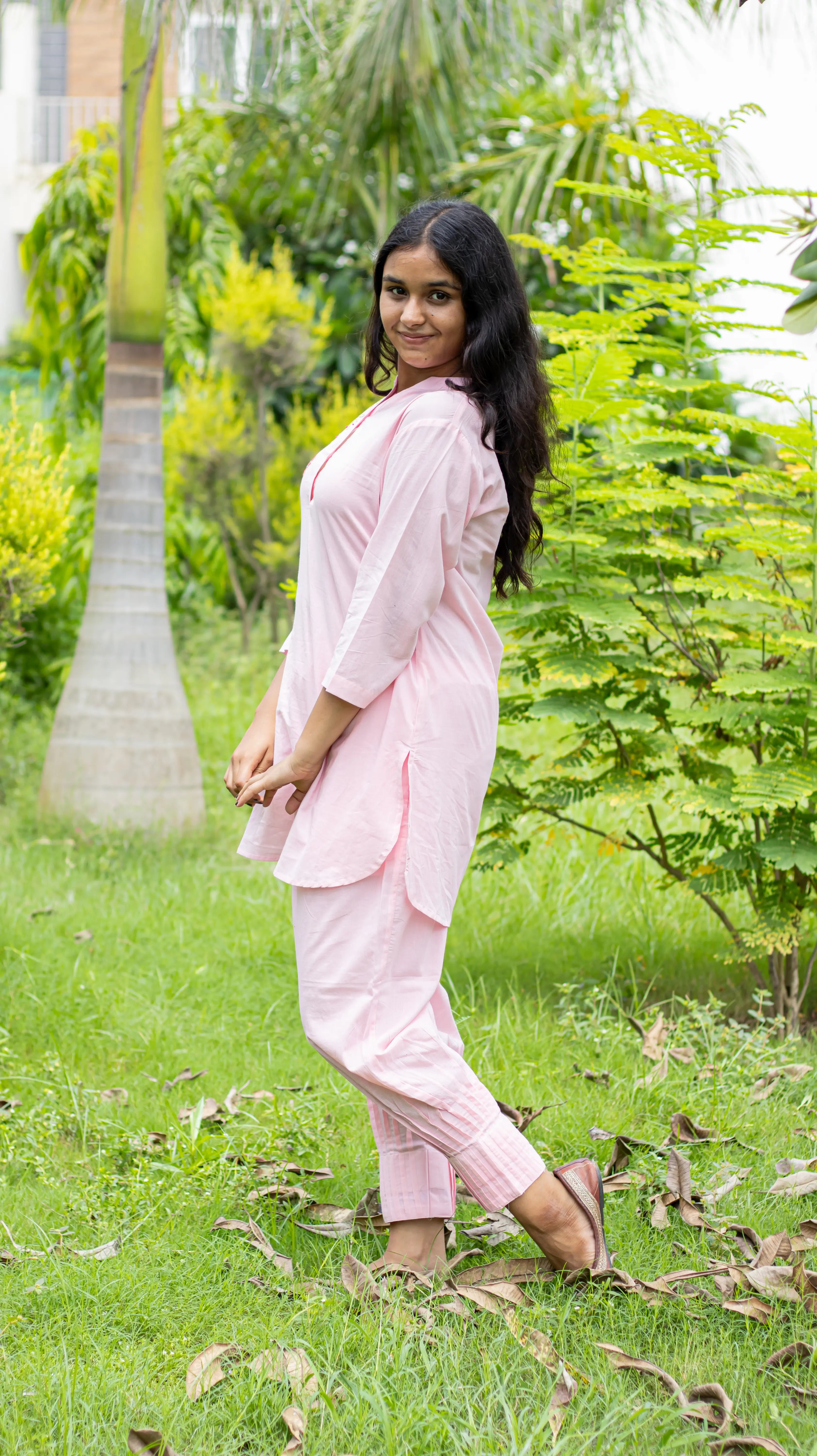 Powder Pink Hand Embroidered Kurta Set