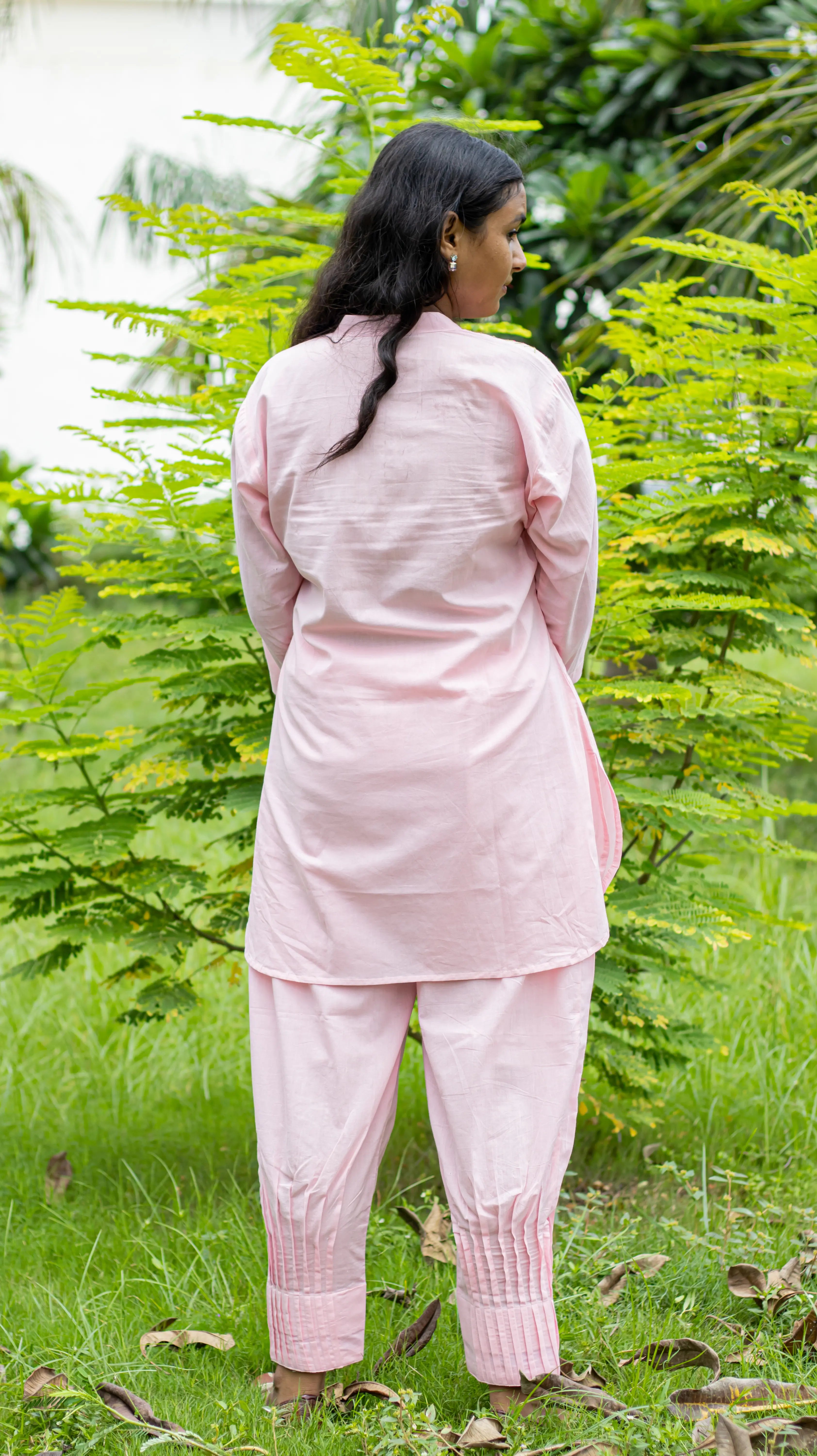 Powder Pink Hand Embroidered Kurta Set
